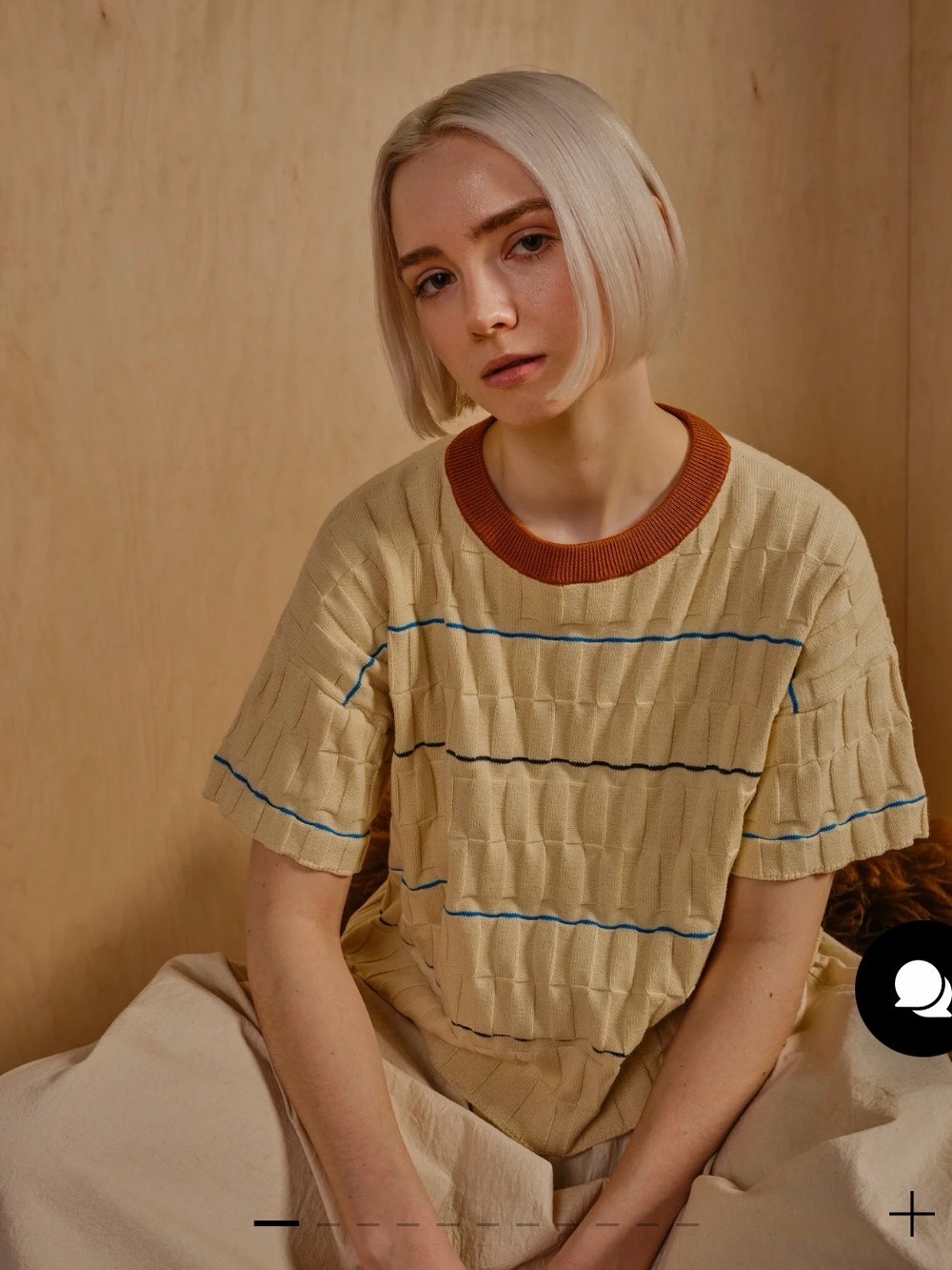 The Endery wiggle stripe knit grid tee - brugmansia